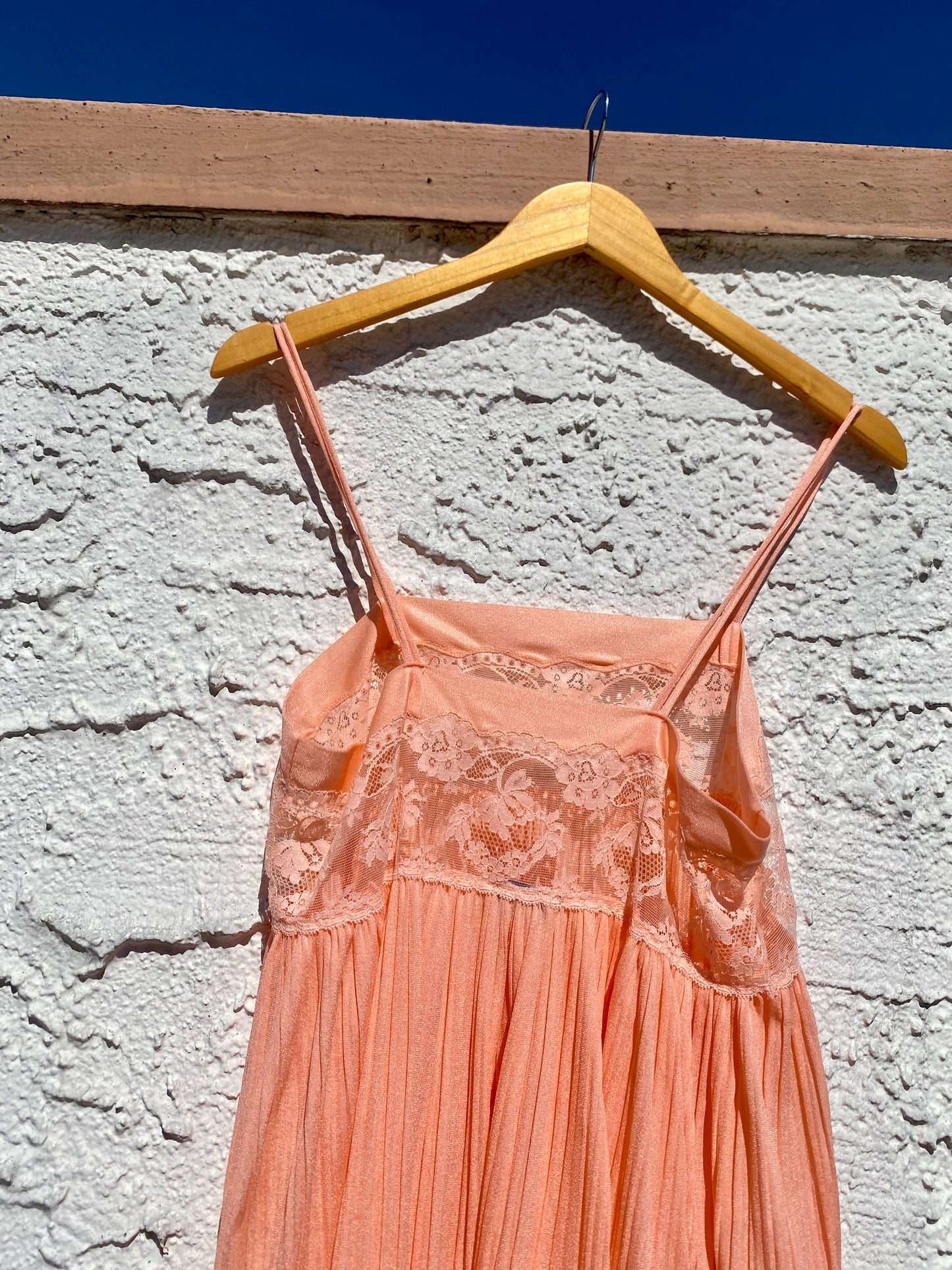 Vintage Coral Peach Pleated Lounge Dress