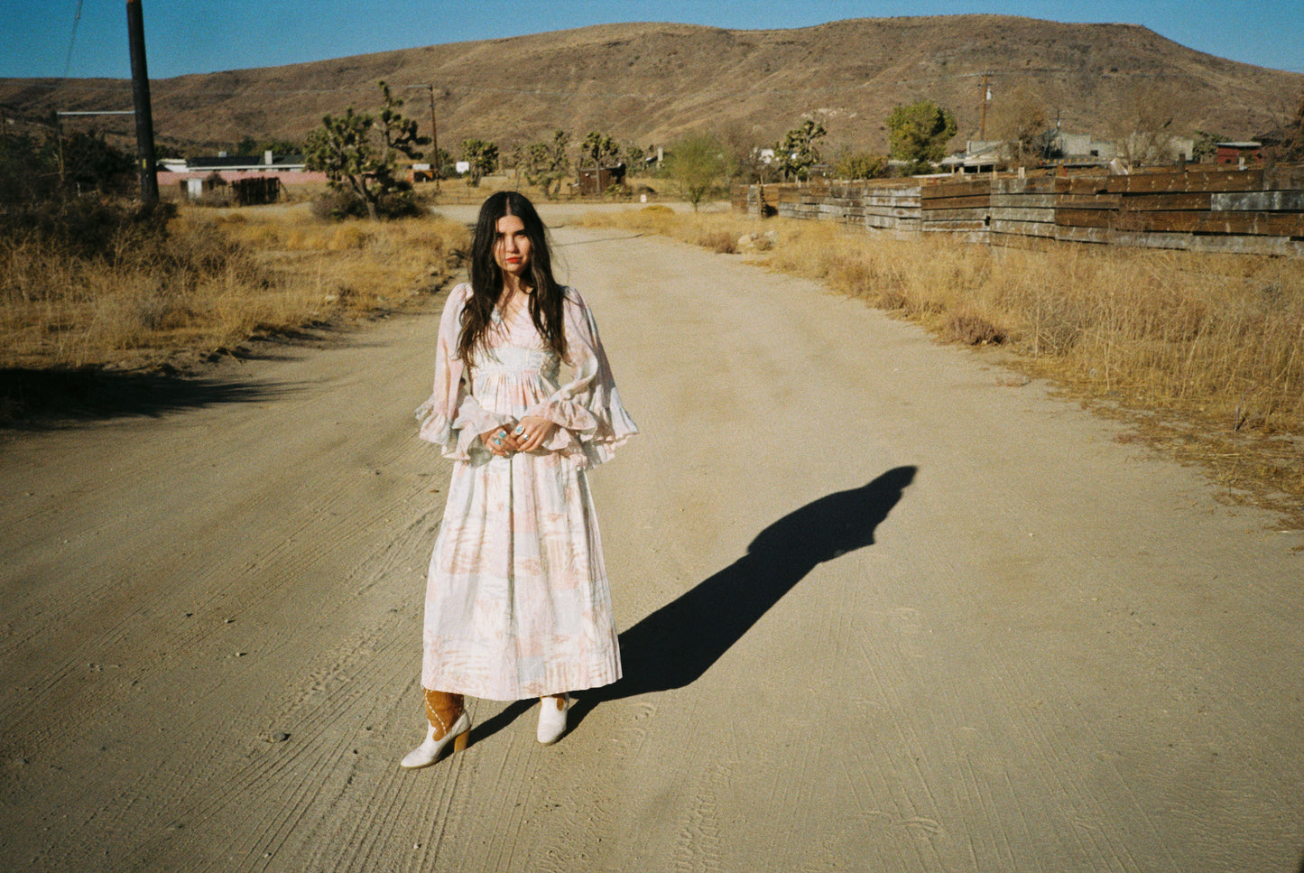 Vintage Watercolor Angel Sleeve Praire Dress