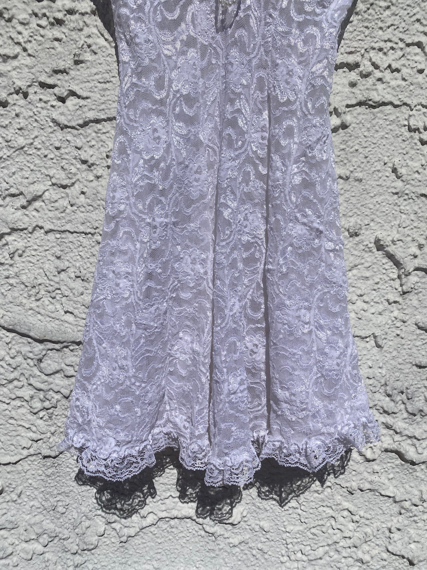 Vintage Romantic White Floral Lace Négligée