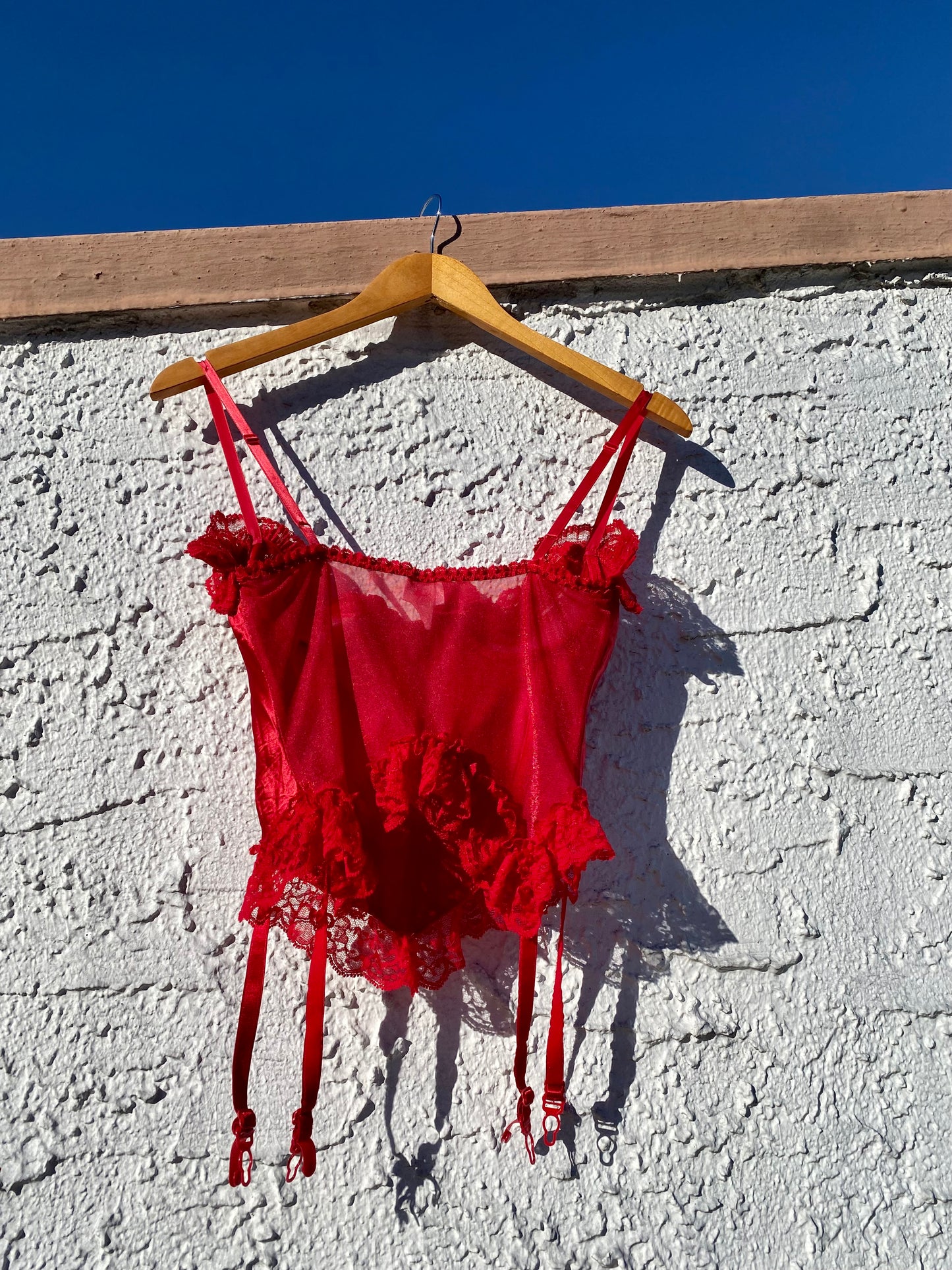 Vintage Crimson Bustier with Garters