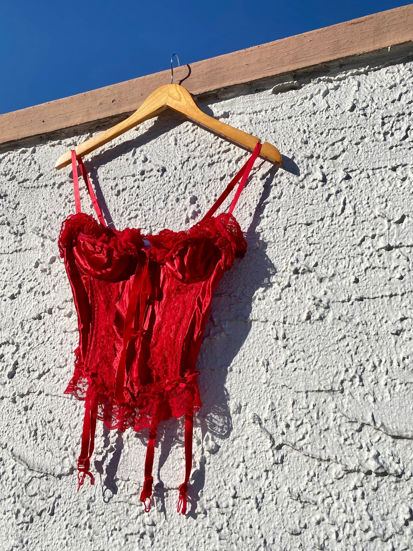 Vintage Crimson Bustier with Garters