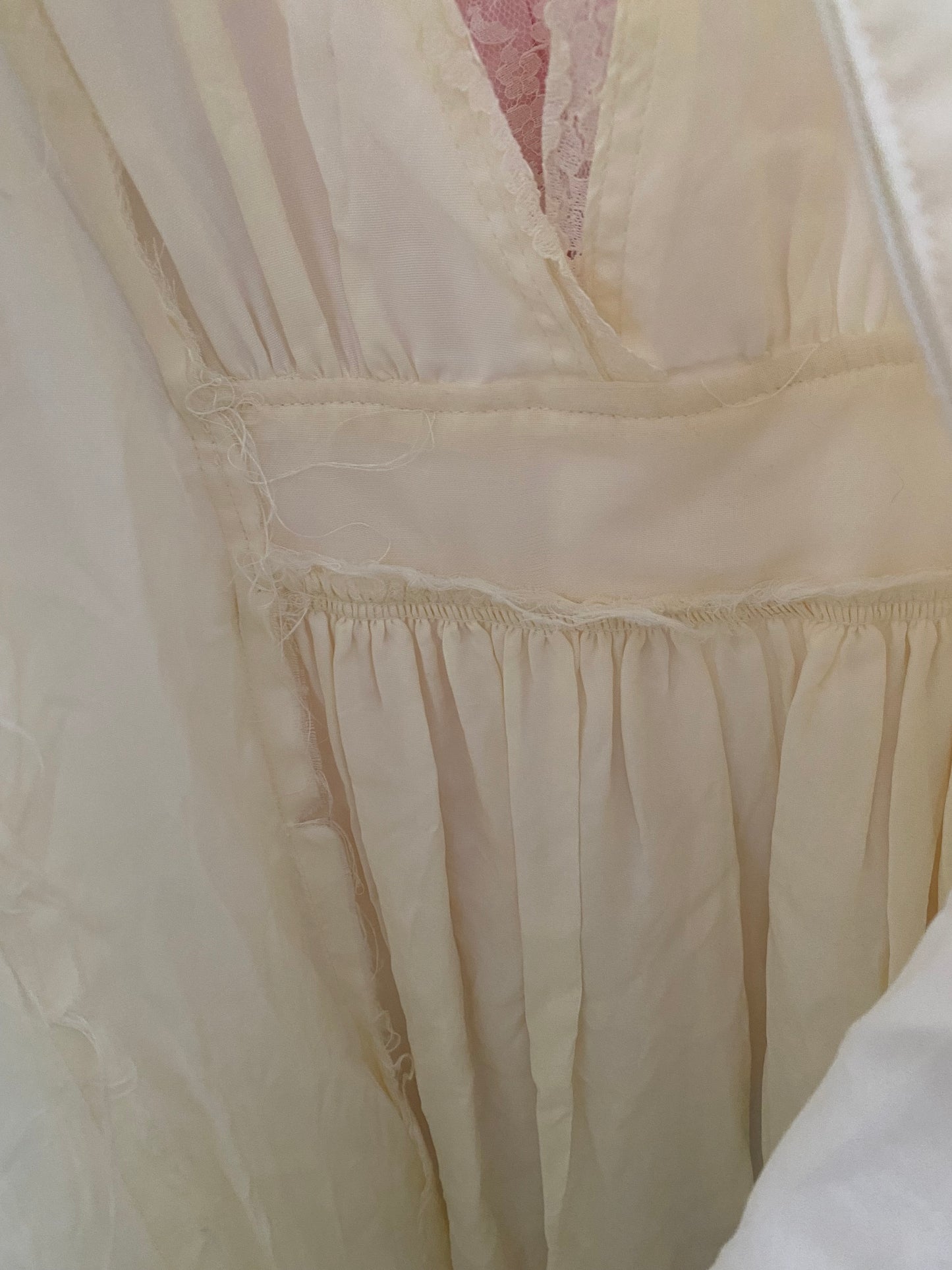 Vintage 1970s Lace Angel Sleeve Empire Waist Maxi Dress
