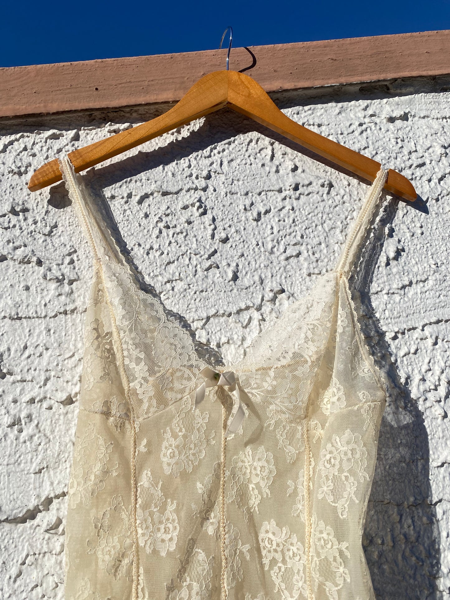 Vintage Ivory Bridal Floral Lace Ruffle Teddy