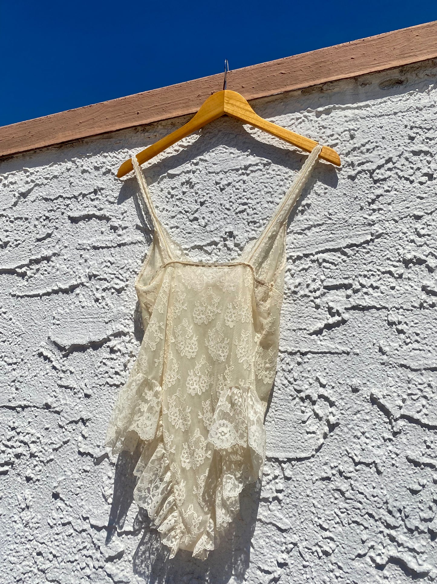 Vintage Ivory Bridal Floral Lace Ruffle Teddy