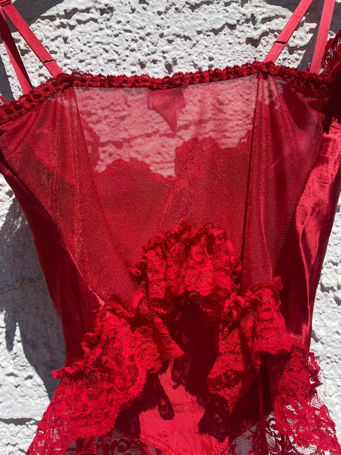 Vintage Crimson Bustier with Garters