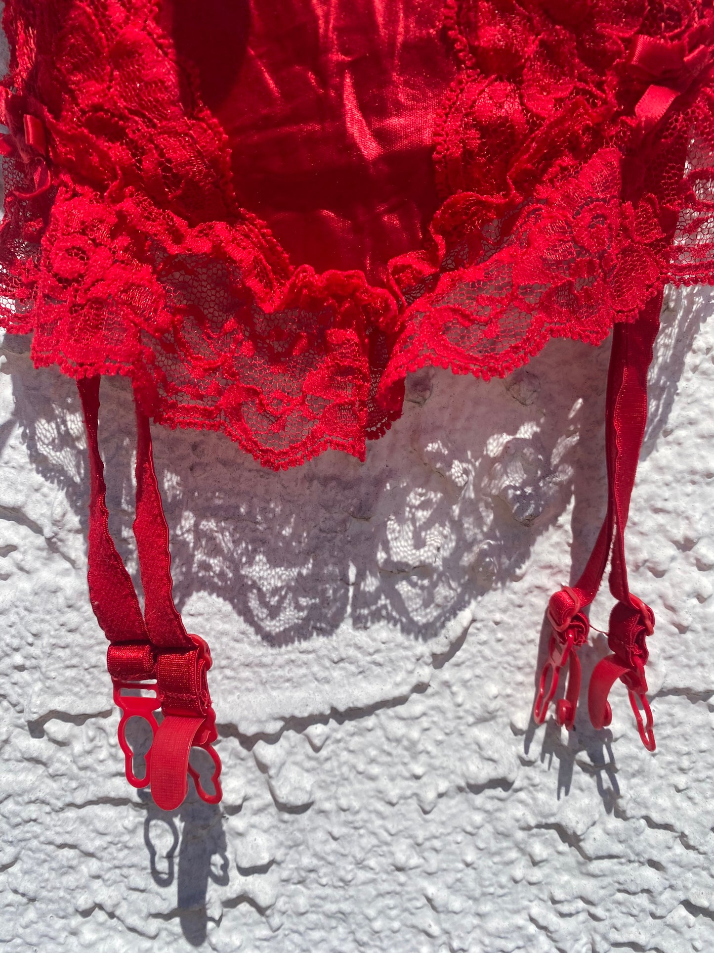 Vintage Crimson Bustier with Garters